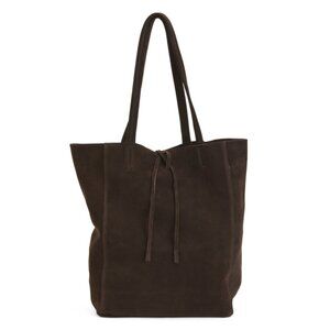 MARLON Chocolate Made In Italy Suede Unlined Shopper Big Tote